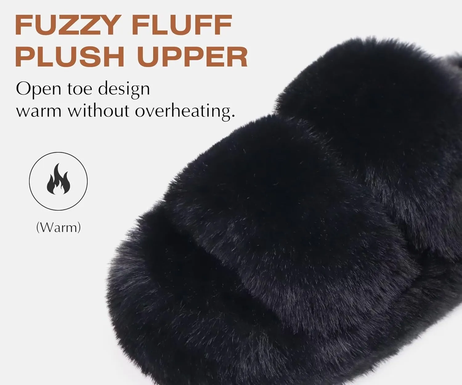 COFACE Womens House Slippers Woman Fuzzy Fluff Indoor Slipper Ladies Furry Fur Bedroom Slip On Slipers Women’s Home Winter Open Toe Plush Shearling Slide Size 5-11