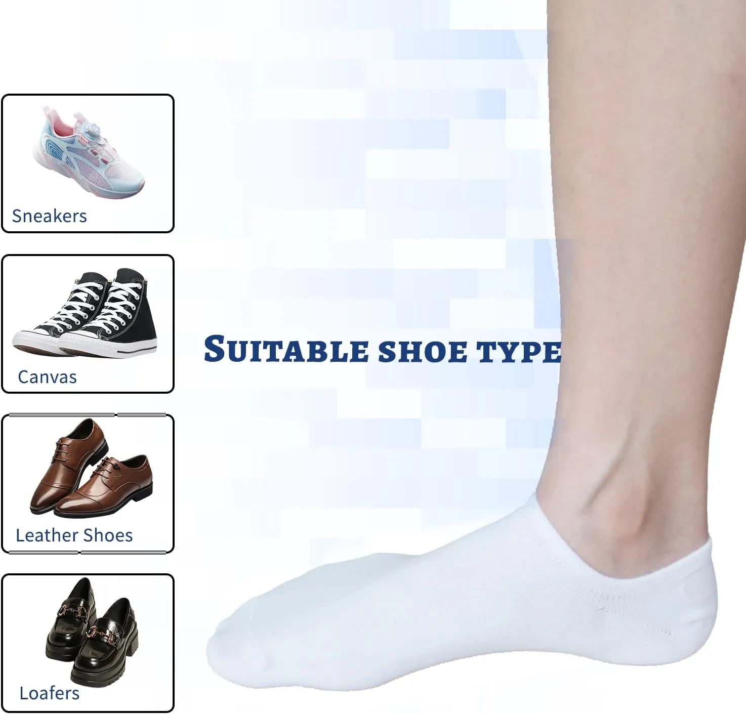 Copper Infused No Show Socks for Men and Women Non-slip Low Cut Socks