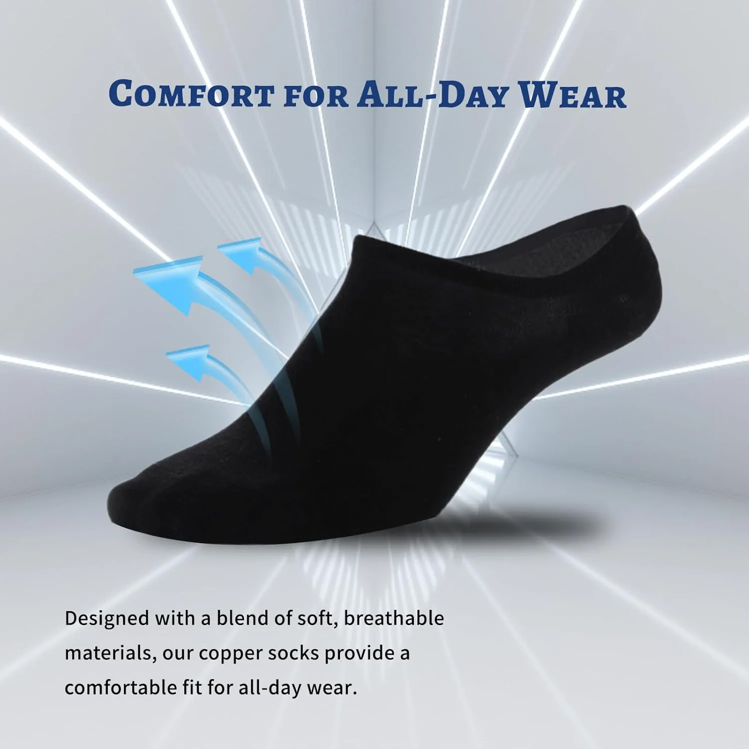 Copper Infused No Show Socks for Men and Women Non-slip Low Cut Socks