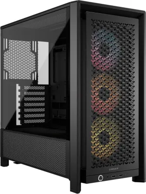 CORSAIR 4000D RS ARGB Frame Modular Mid-Tower ATX PC Case – High Airflow, 3X Pre-Installed RS ARGB Fans, InfiniRail™ Fan Mounting System, ASUS BTF, MSI Project Zero, Gigabyte Project Stealth – Black