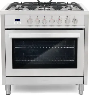 COSMO F965 36 in. Stellar Collection 3.8 cu. ft. Dual Fuel Range, 5 Sealed Burners, 8 Function Convection Oven in Stainless Steel