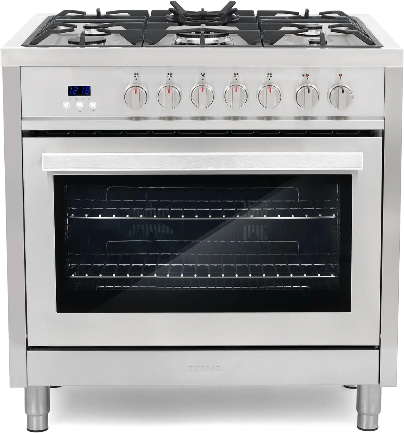 COSMO F965 36 in. Stellar Collection 3.8 cu. ft. Dual Fuel Range, 5 Sealed Burners, 8 Function Convection Oven in Stainless Steel
