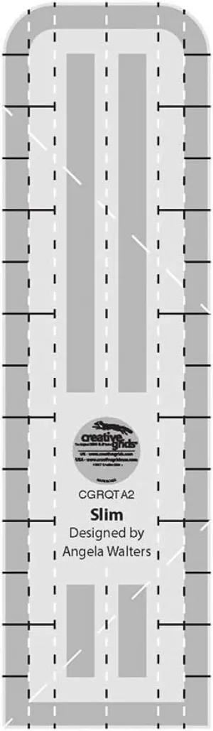 Creative Grids Machine Quilting Tool – Slim – CGRQTA2 – Made in USA, Non-Slip Grip Acrylic Quilting & Sewing Template Ruler for Free-Motion quilt Patchwork Design on Domestic Sewing & Longarm Machines