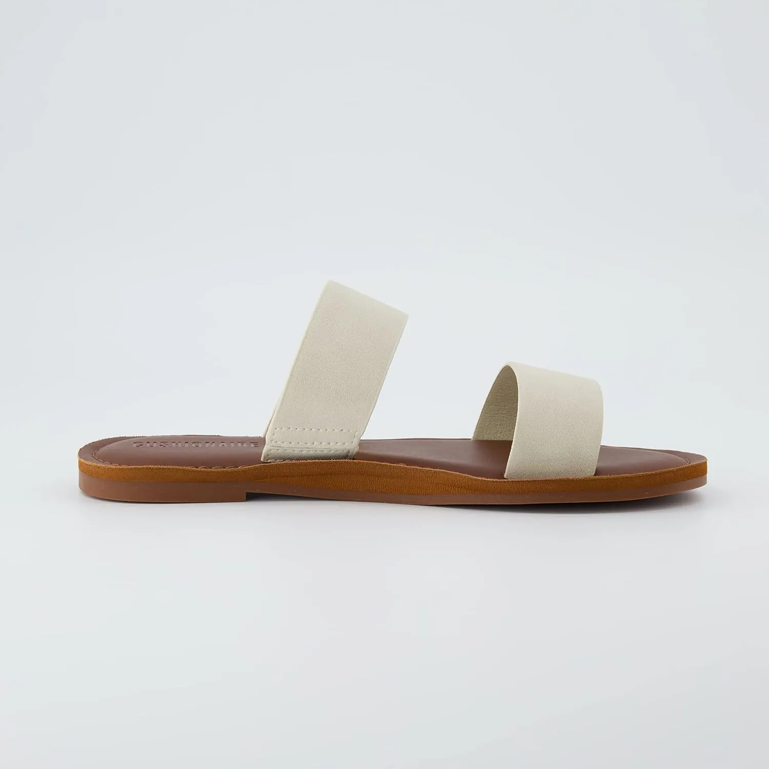 CUSHIONAIRE Women's Calico 2 band slide Sandal with  Comfort Foam