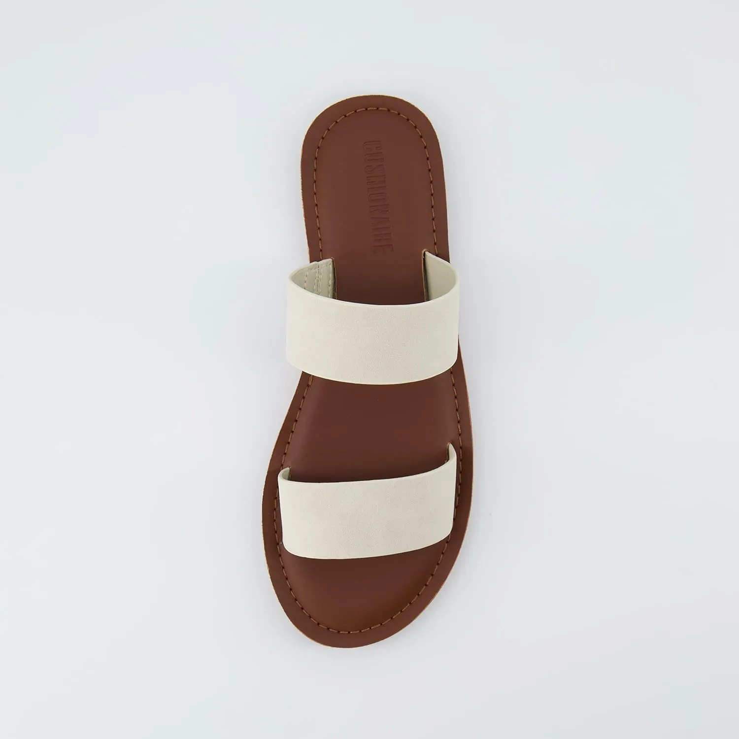 CUSHIONAIRE Women's Calico 2 band slide Sandal with  Comfort Foam