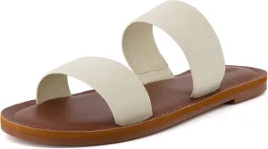 CUSHIONAIRE Women's Calico 2 band slide Sandal with  Comfort Foam
