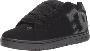 DC Men's Court Graffik Casual Low Top Skate Shoe Sneaker, Black/Heather Grey SE, 9