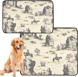 Desert Horseback Riding Washable Pee Pads for Dogs,Absorbent Reusable Puppy Pads Pet Training Pads for Whelping, Playpen, Crate, Bed M L