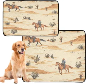 Desert Horseback Riding Washable Pee Pads for Dogs,Absorbent Reusable Puppy Pads Pet Training Pads for Whelping, Playpen, Crate, Bed Sx3