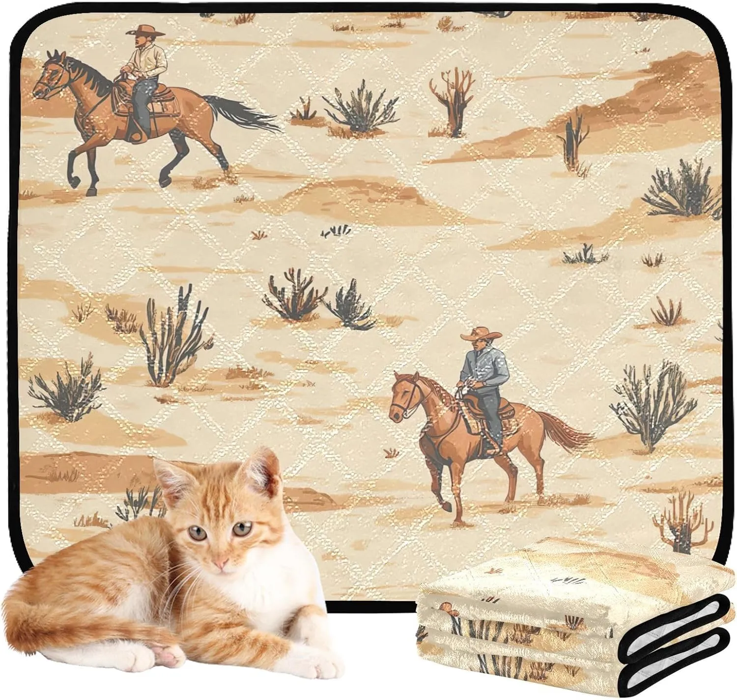Desert Horseback Riding Washable Pee Pads for Dogs,Absorbent Reusable Puppy Pads Pet Training Pads for Whelping, Playpen, Crate, Bed Sx3