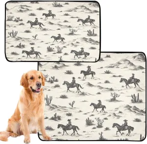 Desert Horseback Riding Washable Pee Pads for Dogs,Absorbent Reusable Puppy Pads Pet Training Pads for Whelping, Playpen, Crate, Bed Sx3