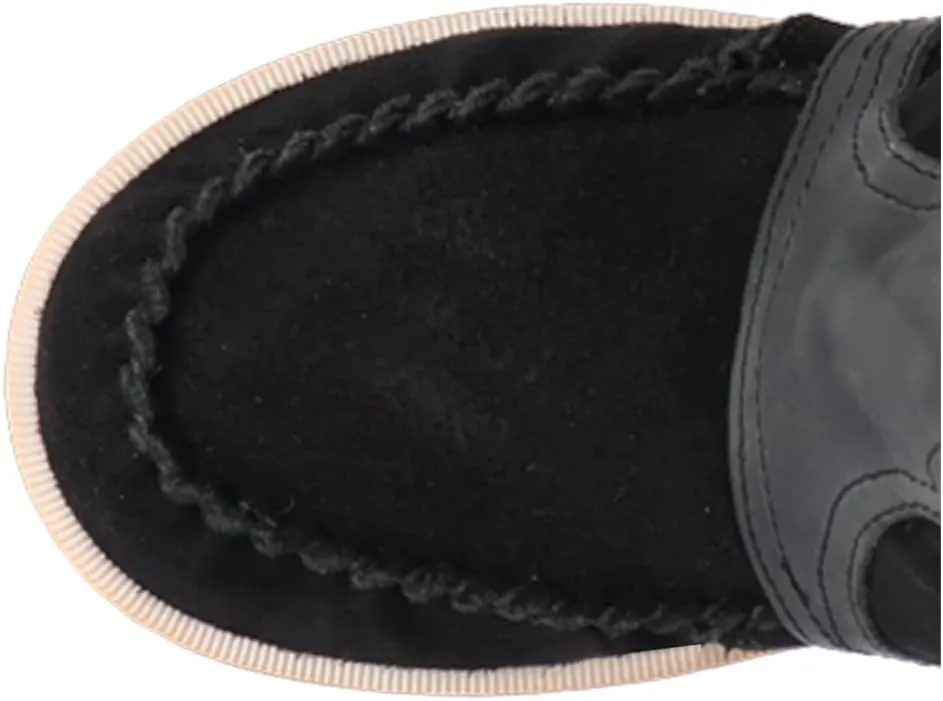 Dingo Womens Lakota Fringe Round Toe Moccasin Casual Boots Over the Knee Mid Heel 2-3" - Black