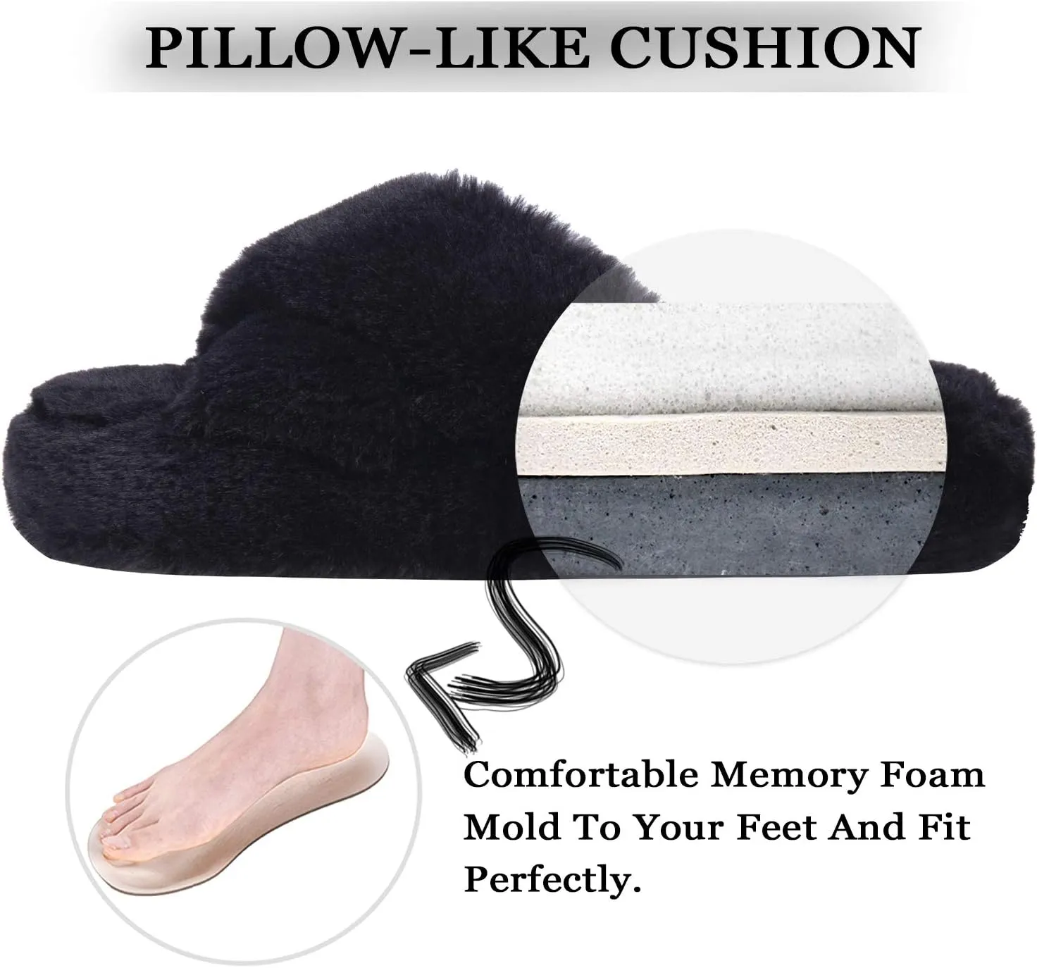 DL Fluffy Womens House Slippers Cross Band Open Toe, Soft Plush Fleece Bedroom Slippers Women Memory Foam, Comfy Fuzzy Slip On Non-Slip Womens Slippers Indoor Leopard Size