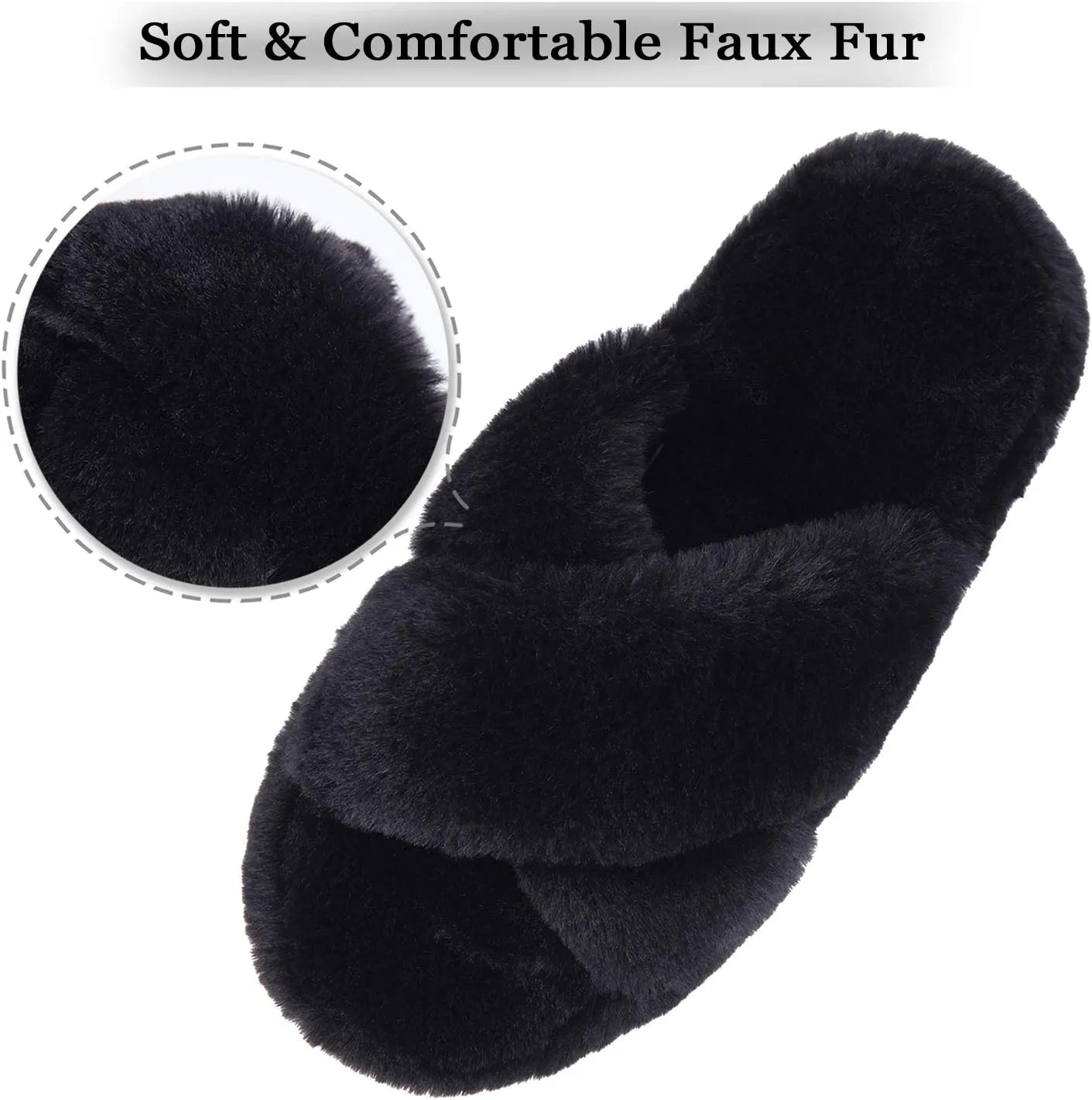 DL Fluffy Womens House Slippers Cross Band Open Toe, Soft Plush Fleece Bedroom Slippers Women Memory Foam, Comfy Fuzzy Slip On Non-Slip Womens Slippers Indoor Leopard Size