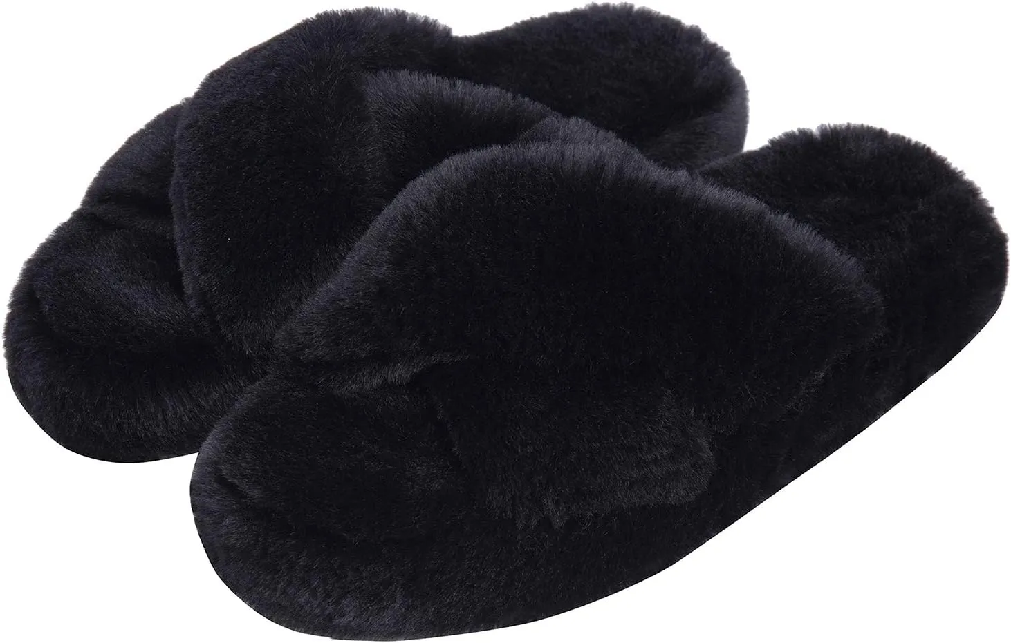 DL Fluffy Womens House Slippers Cross Band Open Toe, Soft Plush Fleece Bedroom Slippers Women Memory Foam, Comfy Fuzzy Slip On Non-Slip Womens Slippers Indoor Leopard Size