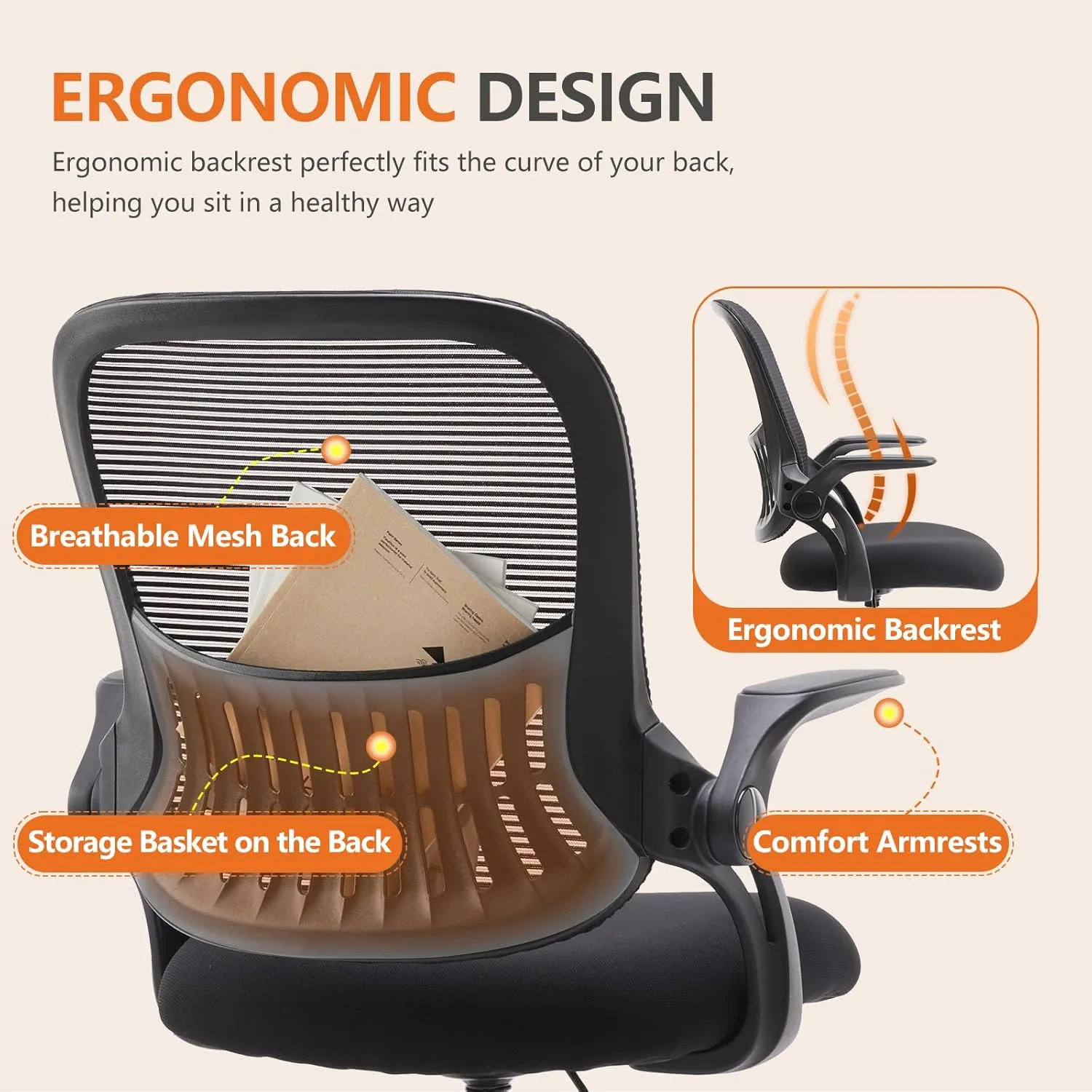 DUMOS Drafting Chair for Standing Desk, Counter Height Adjustable, Flip-up Arms, Ergonomic Mid Back Mesh Rolling Work Swivel Office Computer Chairs with Wheels, Black