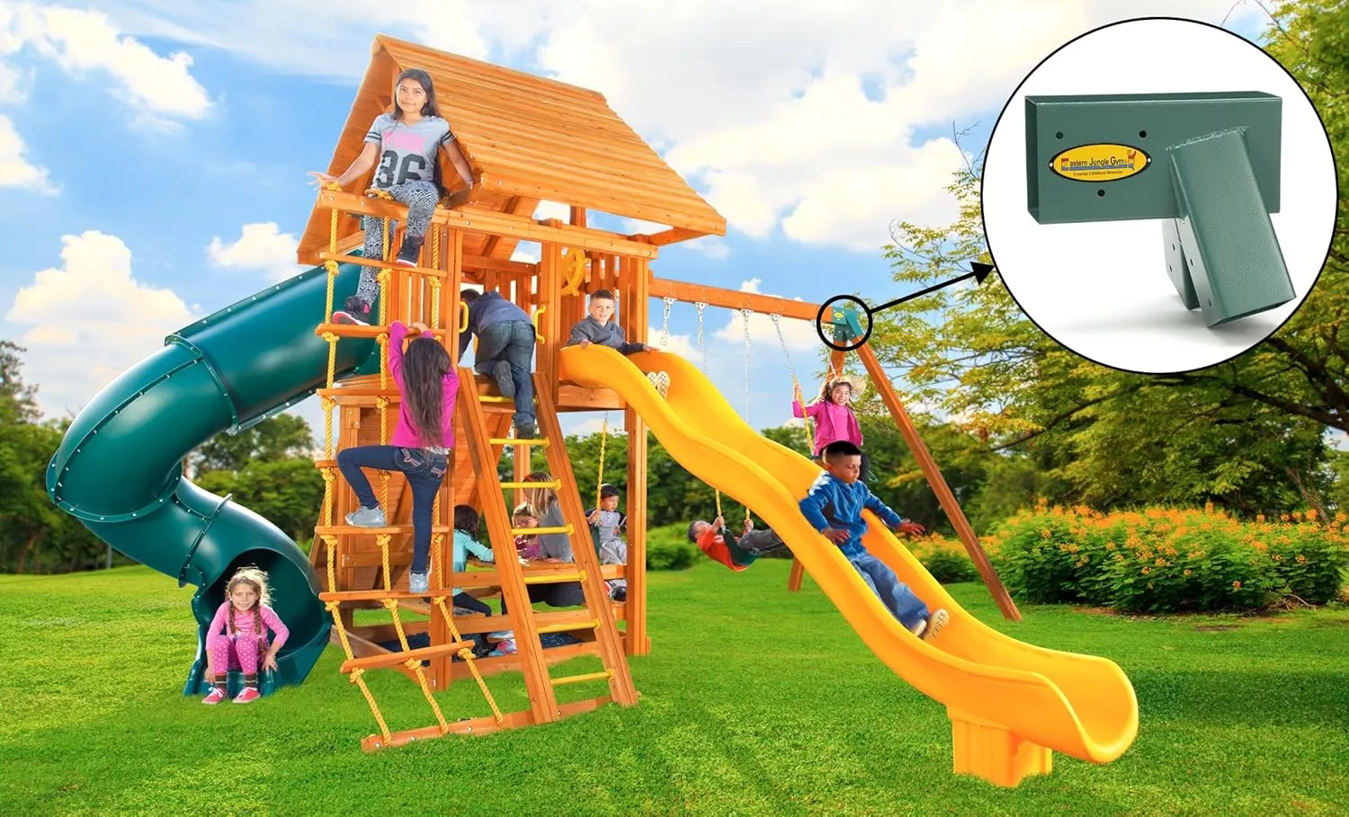 Eastern Jungle Gym Easy 1-2-3 A-Frame 2 Brackets for Swing Set with All Mounting Hardware, Green