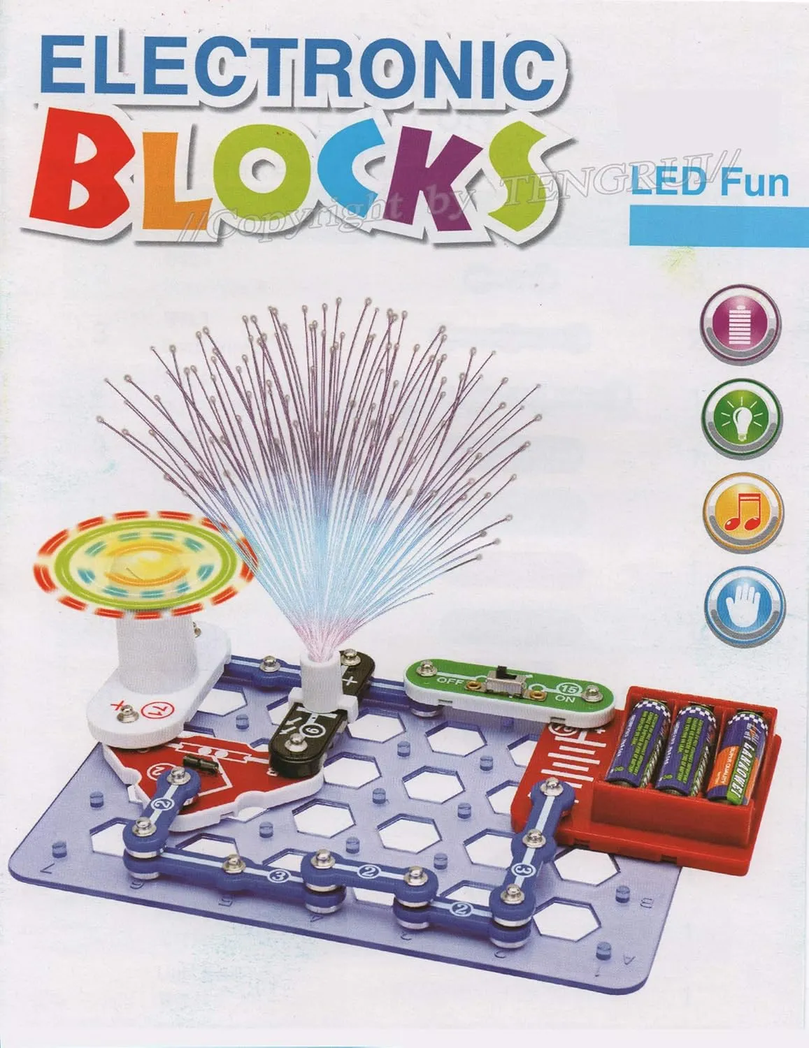 Electrical Circuit S.T.E.M. Electricity Electronic Building Block Teaching Exploration Kit for Kids 8 and Above (Colorful Fiber Tree&Tilt Sensor)
