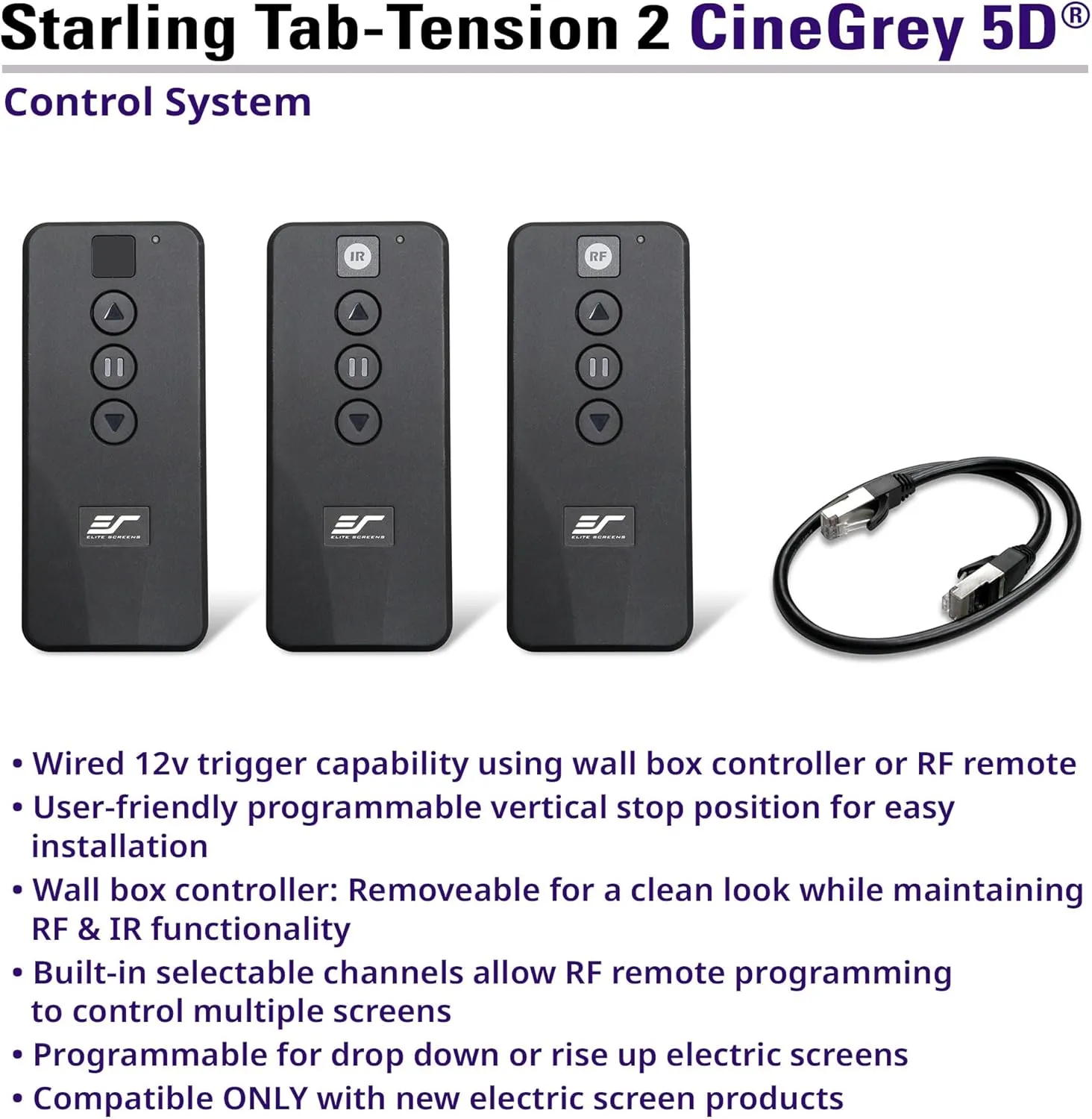 Elite Screens Starling Tab-Tension 2 CineGrey 5D, 135" Diag. 16:9, 8K 4K Ultra HD Ready Ceiling and Ambient Light Rejecting Projection Screen, Electric Motorized Projector Screen, STT135U2HD5-E12-EP