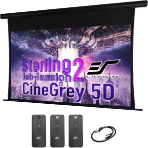 Elite Screens Starling Tab-Tension 2 CineGrey 5D, 135" Diag. 16:9, 8K 4K Ultra HD Ready Ceiling and Ambient Light Rejecting Projection Screen, Electric Motorized Projector Screen, STT135U2HD5-E12-EP