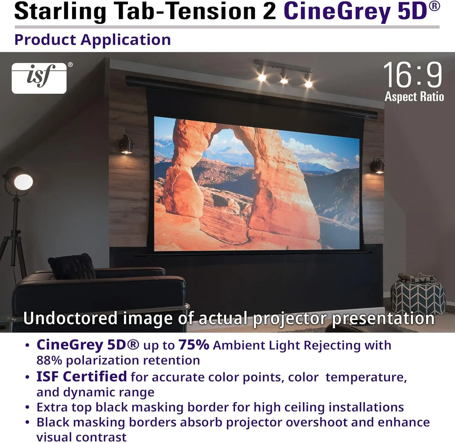 Elite Screens Starling Tab-Tension 2 CineGrey 5D, 135" Diag. 16:9, 8K 4K Ultra HD Ready Ceiling and Ambient Light Rejecting Projection Screen, Electric Motorized Projector Screen, STT135U2HD5-E12-EP