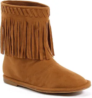 Ellie Shoes Flat Children's Moccasin Boot with Fringe