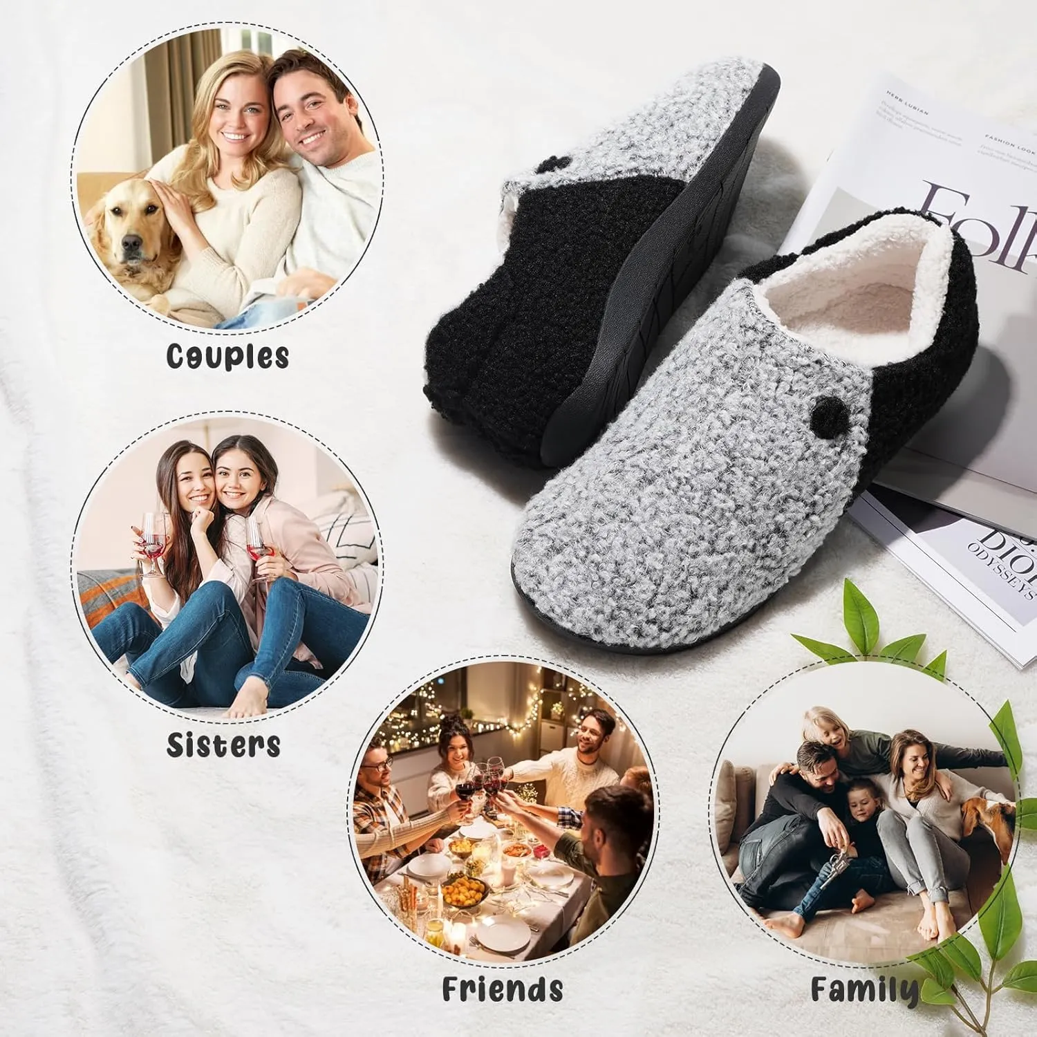 ERGOfoot Orthopedic Slippers with Arch Support for Women and Men – Fuzzy House Shoes for Plantar Fasciitis Relief, Closed Back, Soft Plush Sherpa Fleece Lining Moccasin