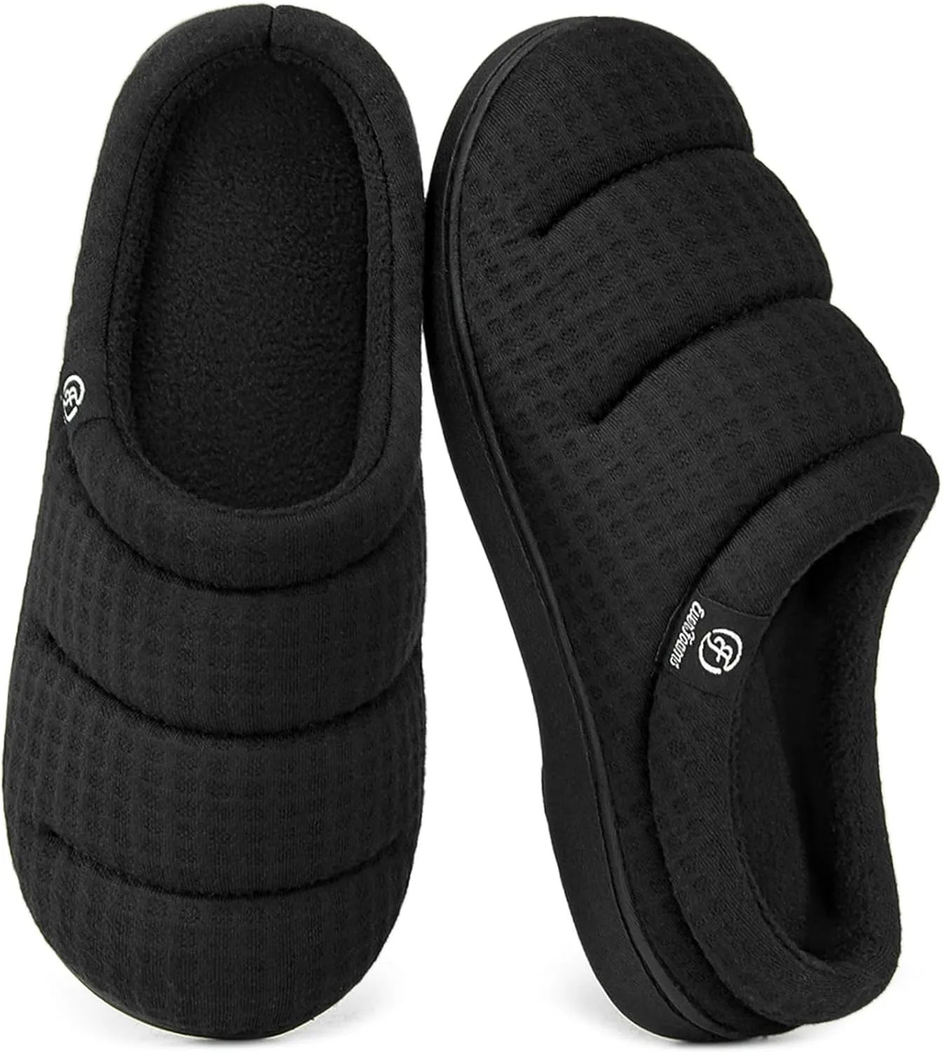 EverFoams Women's Cozy Waffle Slippers Soft Quilted Memory Foam Indoor House Shoes