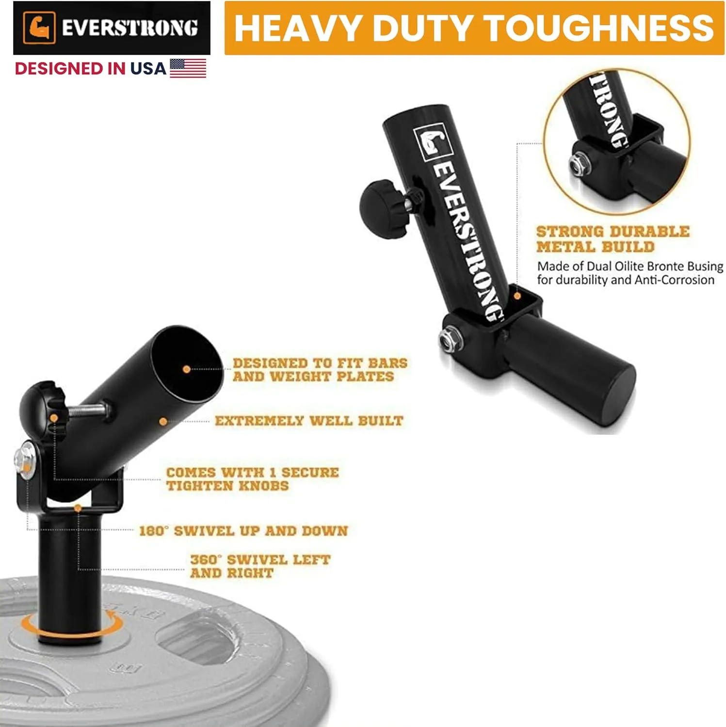 EVERSTRONG T Bar Row Attachment with V Bar Attachment Landmine Handle - 360 Swivel Landmine Attachment for Barbell for Full-Body Workout in Home Gym - Small Spaces - Deadlifts Squats Landmine Stand
