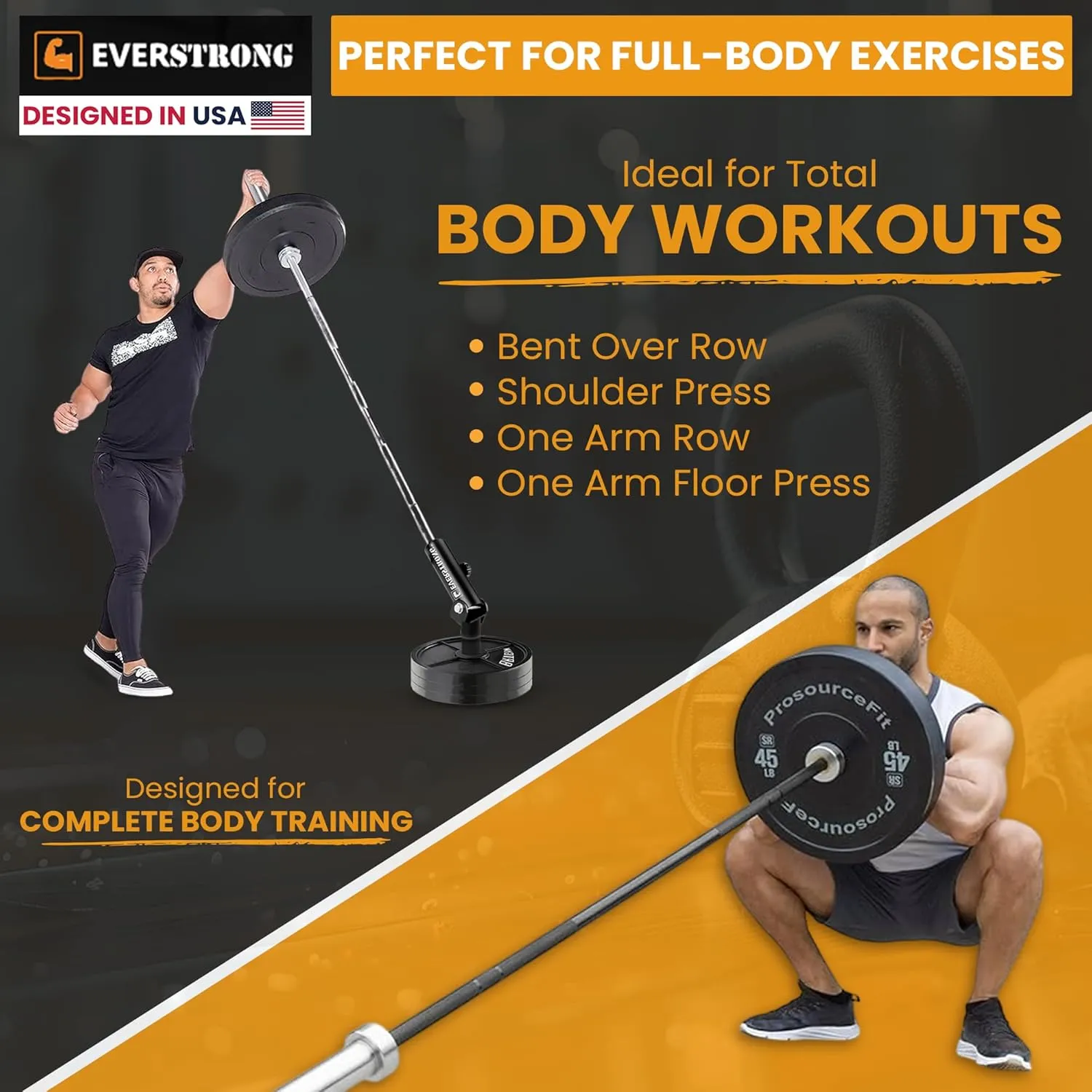 EVERSTRONG T Bar Row Attachment with V Bar Attachment Landmine Handle - 360 Swivel Landmine Attachment for Barbell for Full-Body Workout in Home Gym - Small Spaces - Deadlifts Squats Landmine Stand