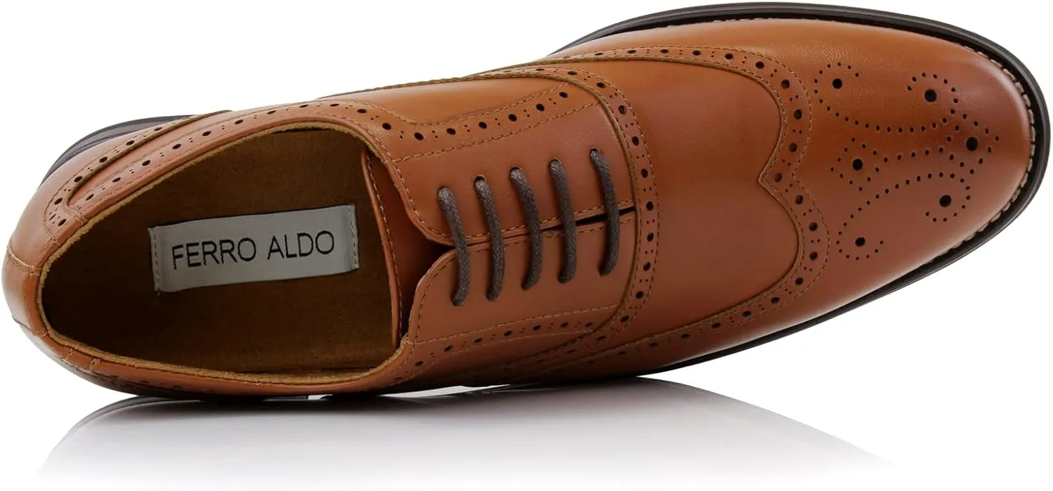 Ferro Aldo Arthur MFA139001D Mens Wingtip Two Tone Oxford Black and White Spectator Dress Shoes