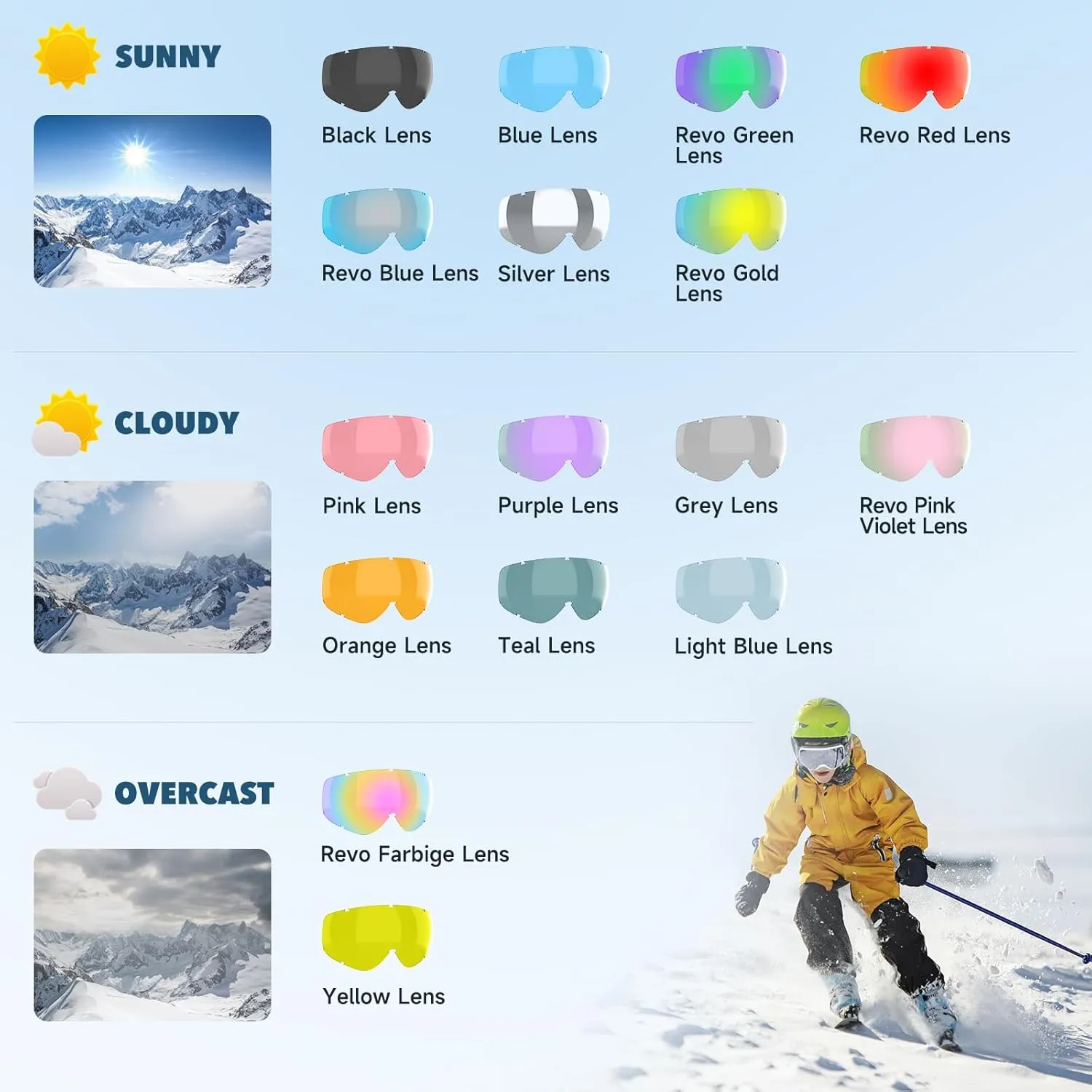findway Kids Ski Goggles, Kids Snowboard Goggles for Boys Girls Toddler age 3-12
