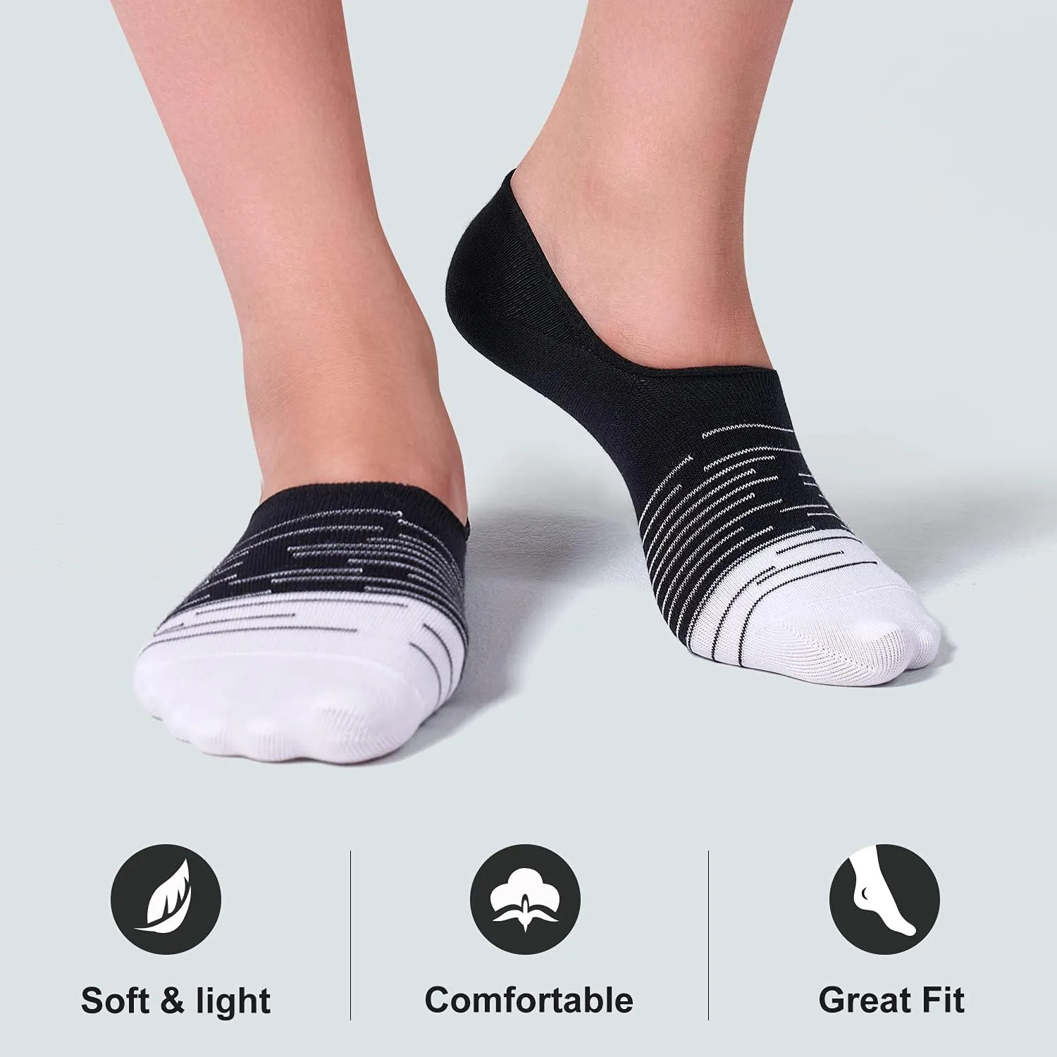 FITRELL 8 Pack Women's No Show Socks Size 6-9/9-11 Non-slip Boat socks