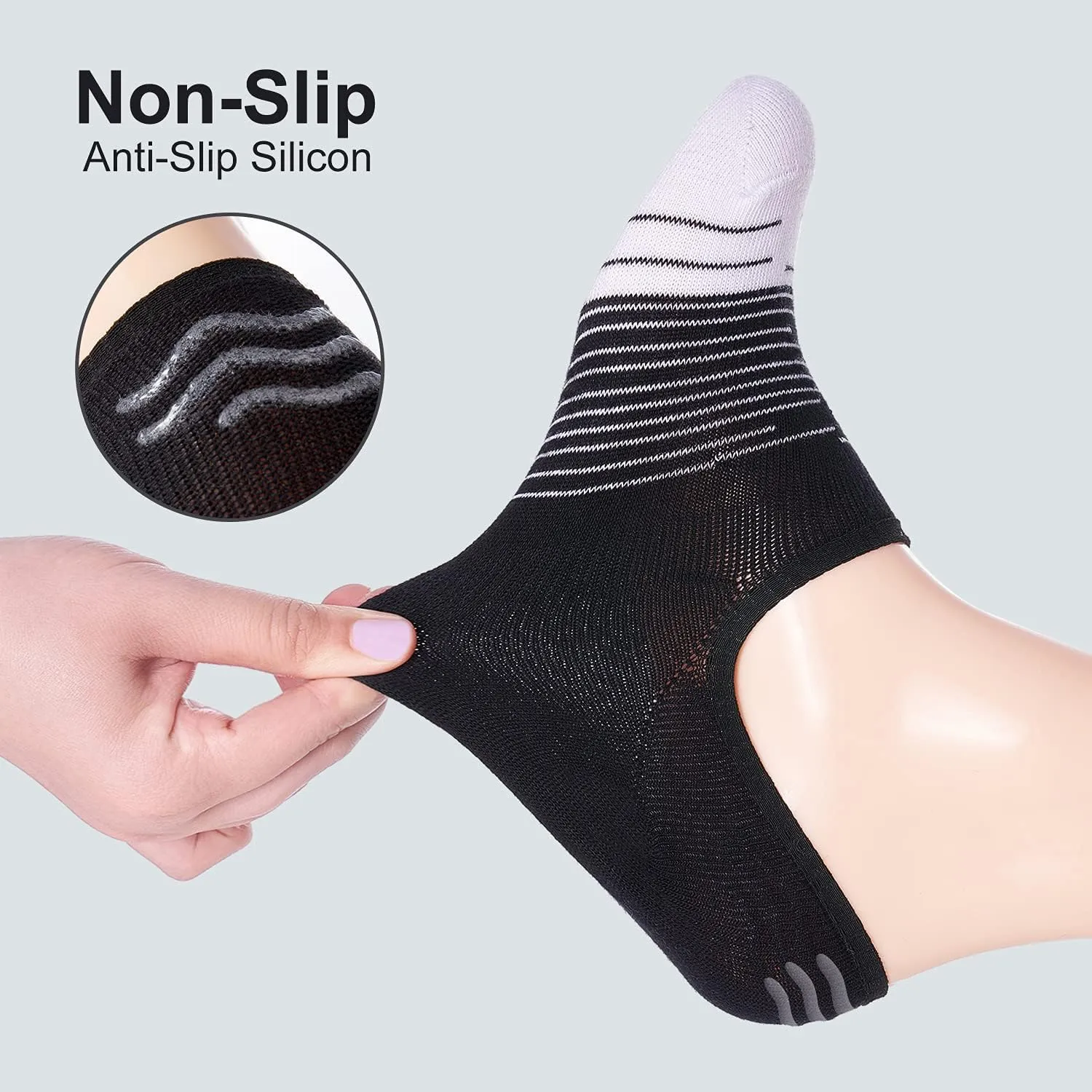 FITRELL 8 Pack Women's No Show Socks Size 6-9/9-11 Non-slip Boat socks