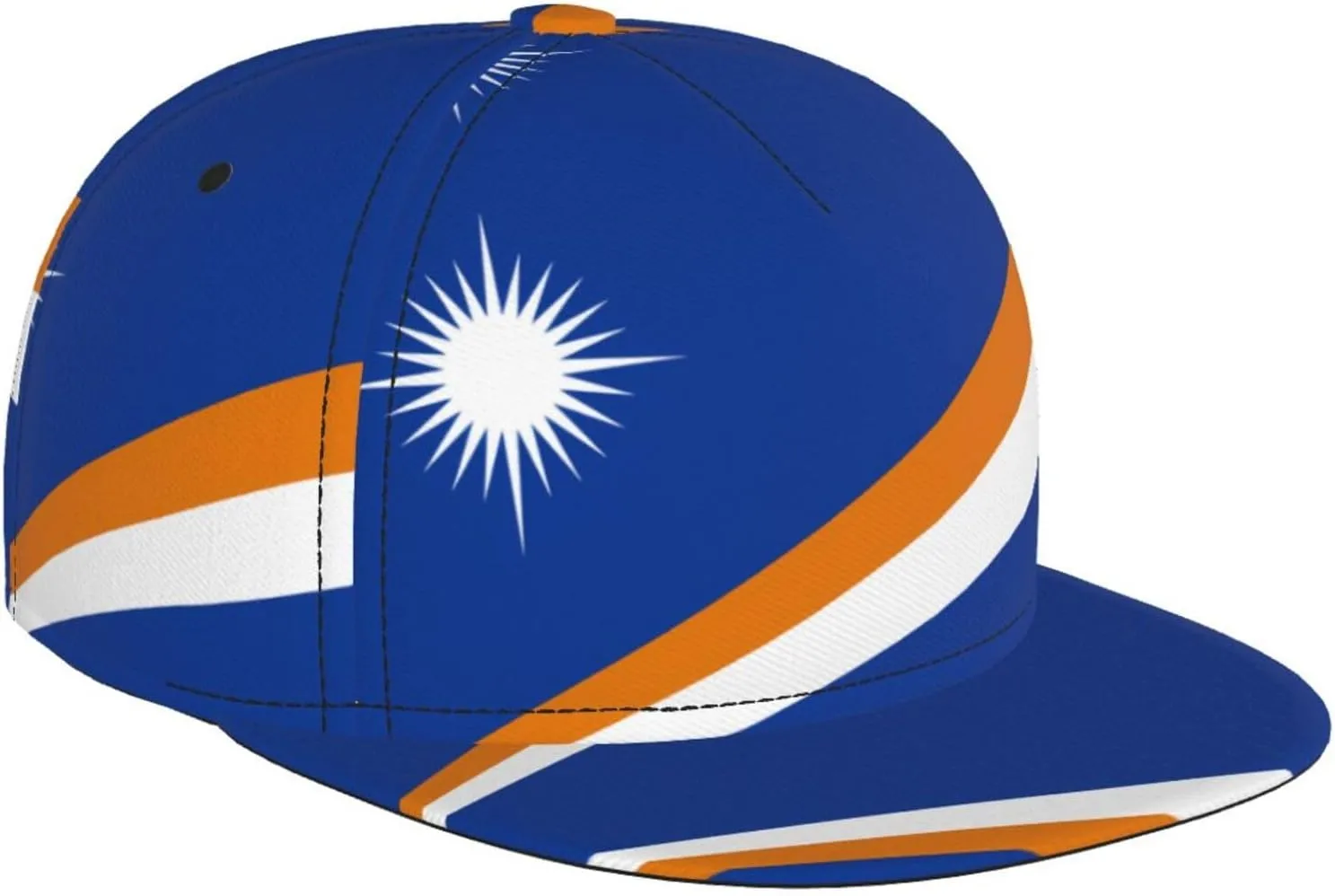 Flag of The Marshall Islands Outdoor Sports Baseball Cap, Daily Sports Adjustable Fashionable Flat Brim hat, Unisex Four-Season Outdoor Sports Cap, Black