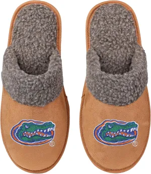 FOCO NCAA Men’s Sherpa Scuff Brown Moccasin Slippers – Ultra-Soft Plush Lining & Embroidered Team Logo – Officially Licensed NCAA Footwear for Ultimate Comfort & Team Spirit