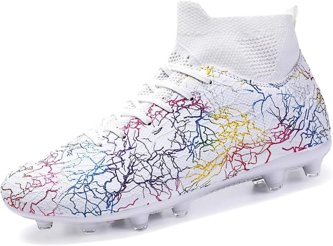 Football Cleats Men Women, Non-Slip High Top Soccer Shoes Lightweight Shock Resistant Training Boots Sneaker Breathable Professional Turf Shoes Sport Athletic Ground Football Boots Soccer Cleats