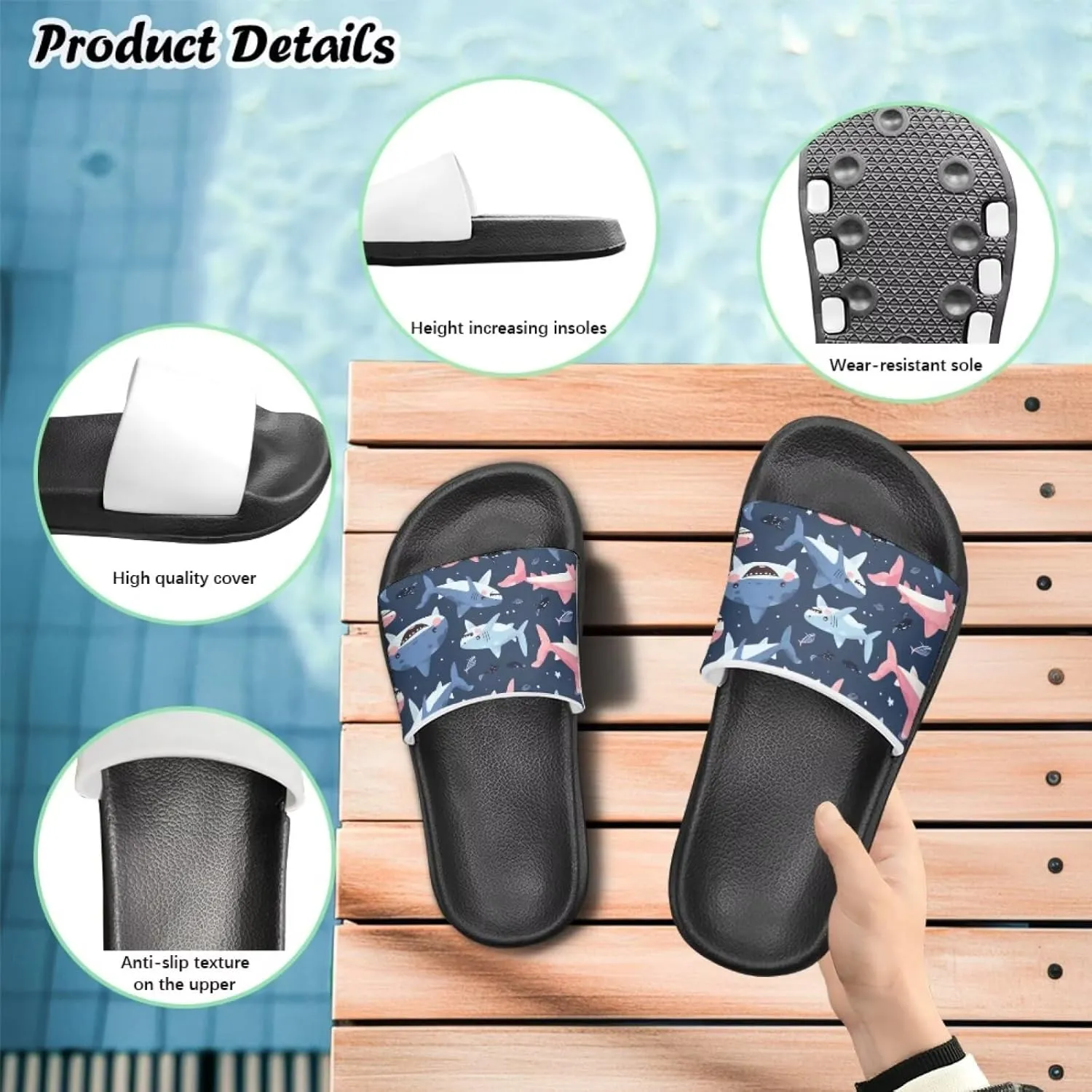 Forchrinse Kids Slides for Boys Girls House Slippers Arch Support Sport Sandals Summer Beach Slippers