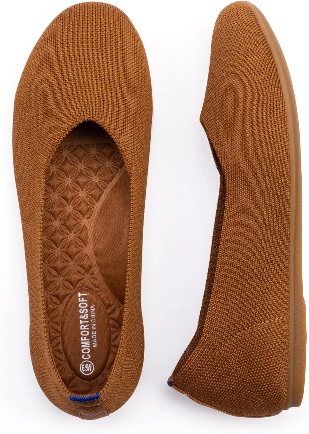 Frank Mully Women's Wide Width Flats Ballet Flats Round Toe Knit Flat Shoes with Arch Support Wide Toe Box