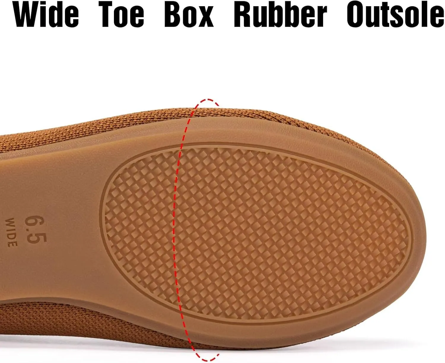 Frank Mully Women's Wide Width Flats Ballet Flats Round Toe Knit Flat Shoes with Arch Support Wide Toe Box