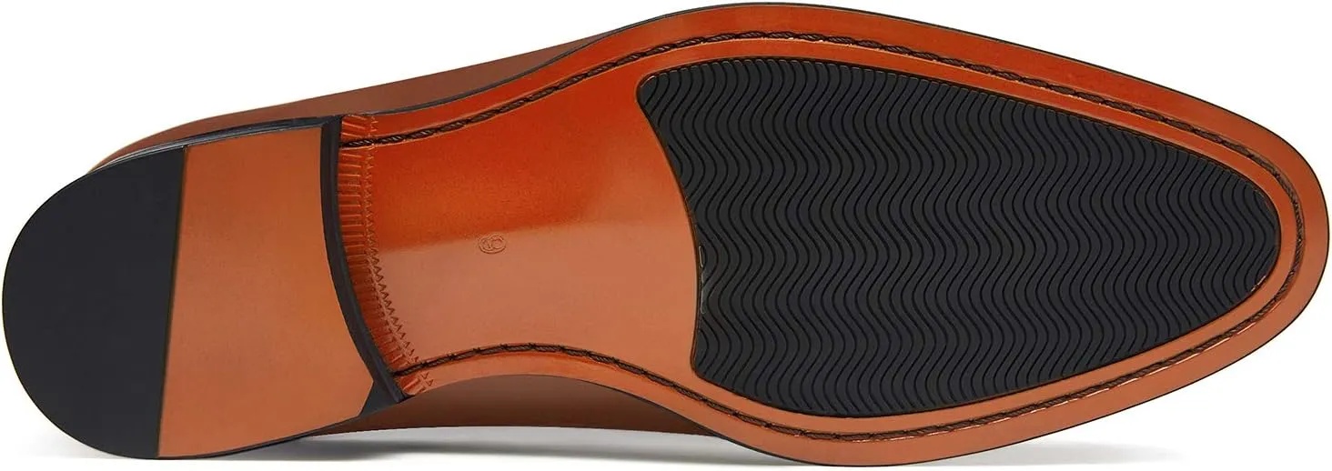 FRASOICUS Men ’s Dress Shoes Genuine Leather Monk Strap Wingtip Formal Shoes Slip-On Loafer