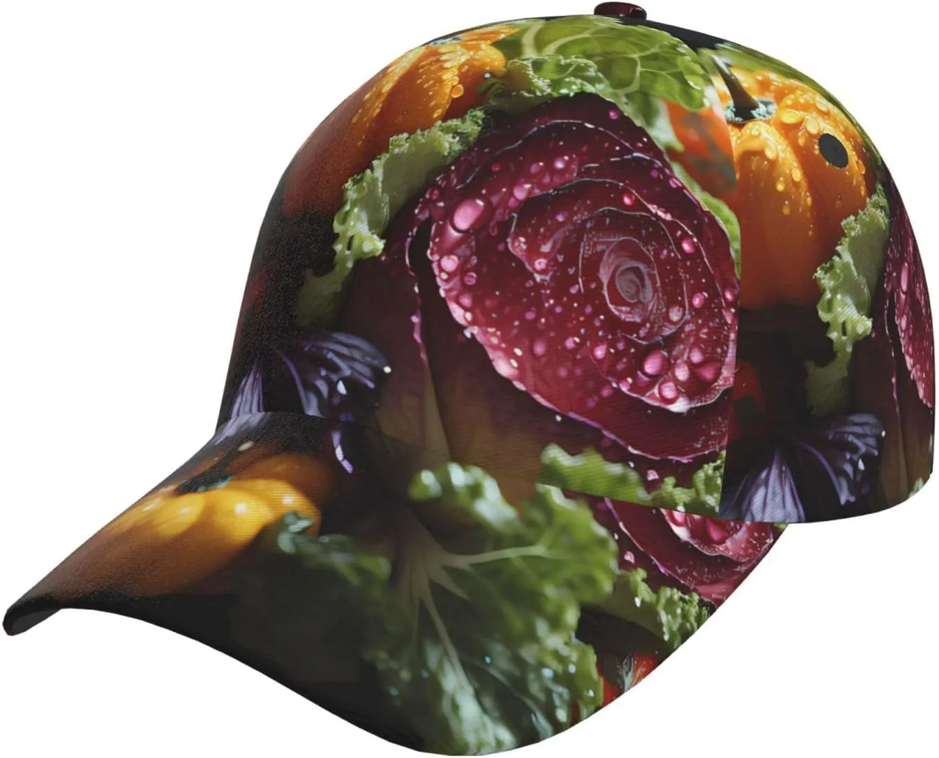 Fresh Cabbage Casual and Fashionable Baseball Cap with Curved Brim, Suitable for Outdoor Sports, Leisure, Baseball, Travel, and Daily wear. Black
