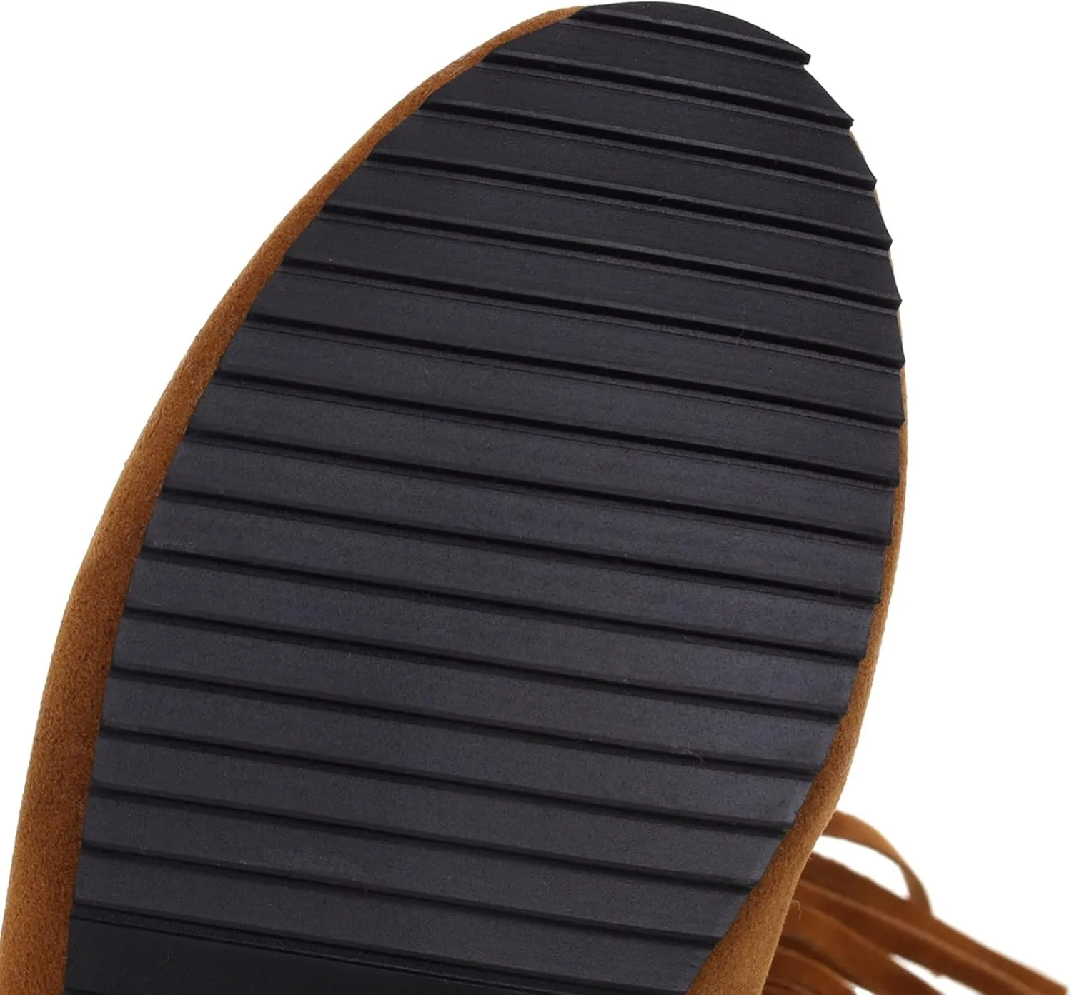 Gicoiz Women Round Toe Slip On Fringe Wedge Moccasin Boots