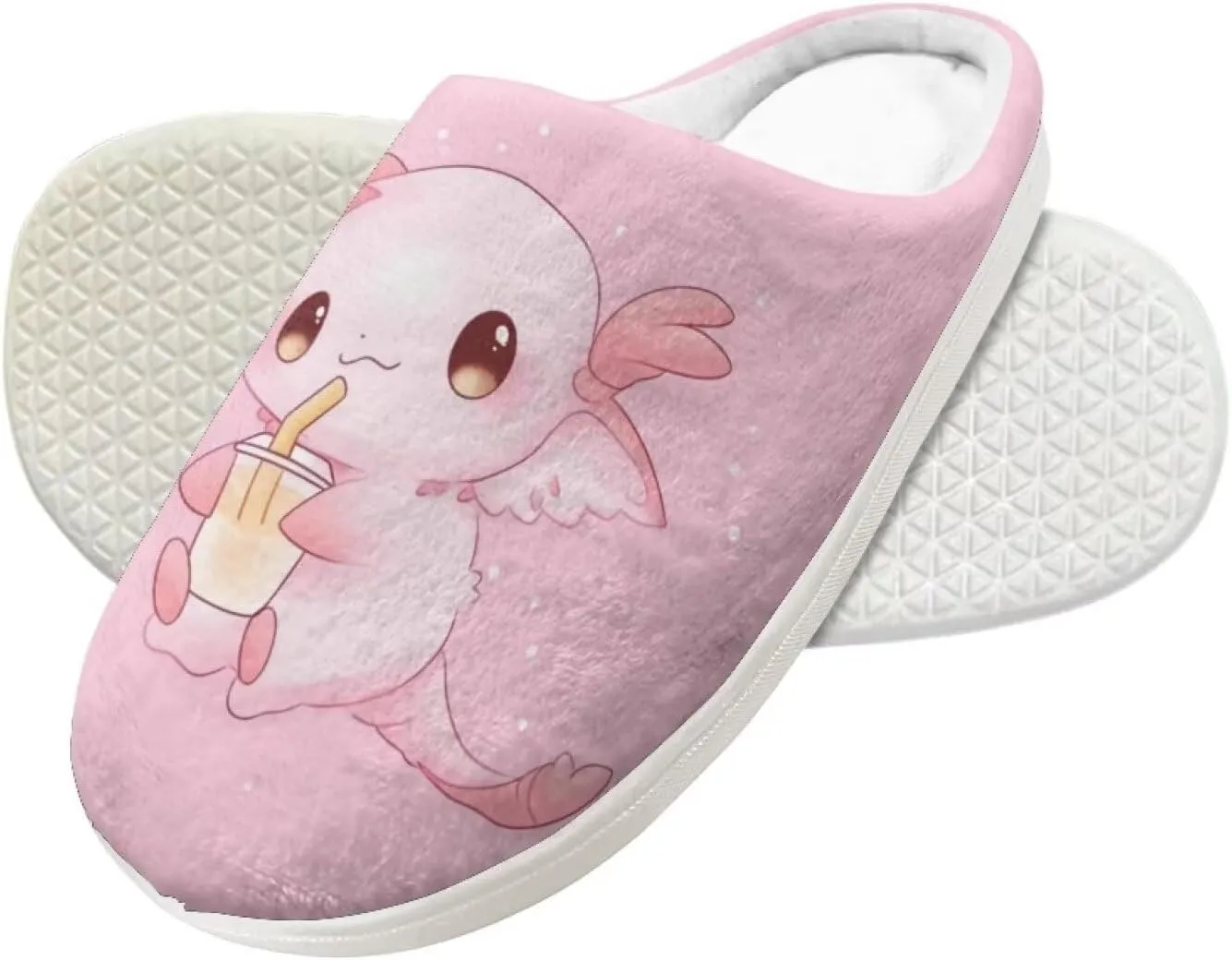 Girls Plush House Slippers Fluffy Cute Slippers Slip-on Shoes Winter Indoor Non-slip Rubber Sole Slipper for Kids