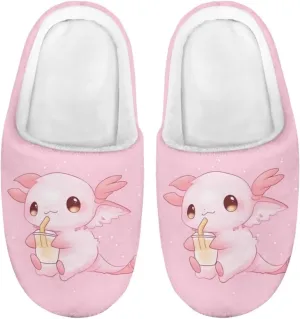 Girls Plush House Slippers Fluffy Cute Slippers Slip-on Shoes Winter Indoor Non-slip Rubber Sole Slipper for Kids