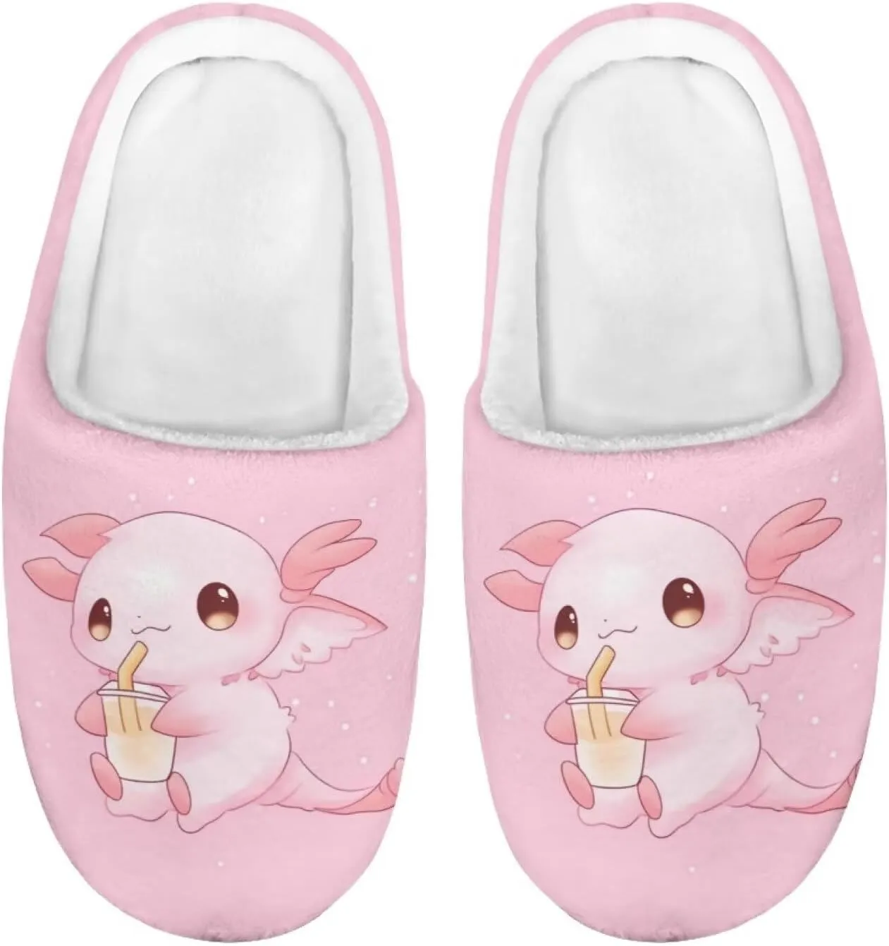 Girls Plush House Slippers Fluffy Cute Slippers Slip-on Shoes Winter Indoor Non-slip Rubber Sole Slipper for Kids