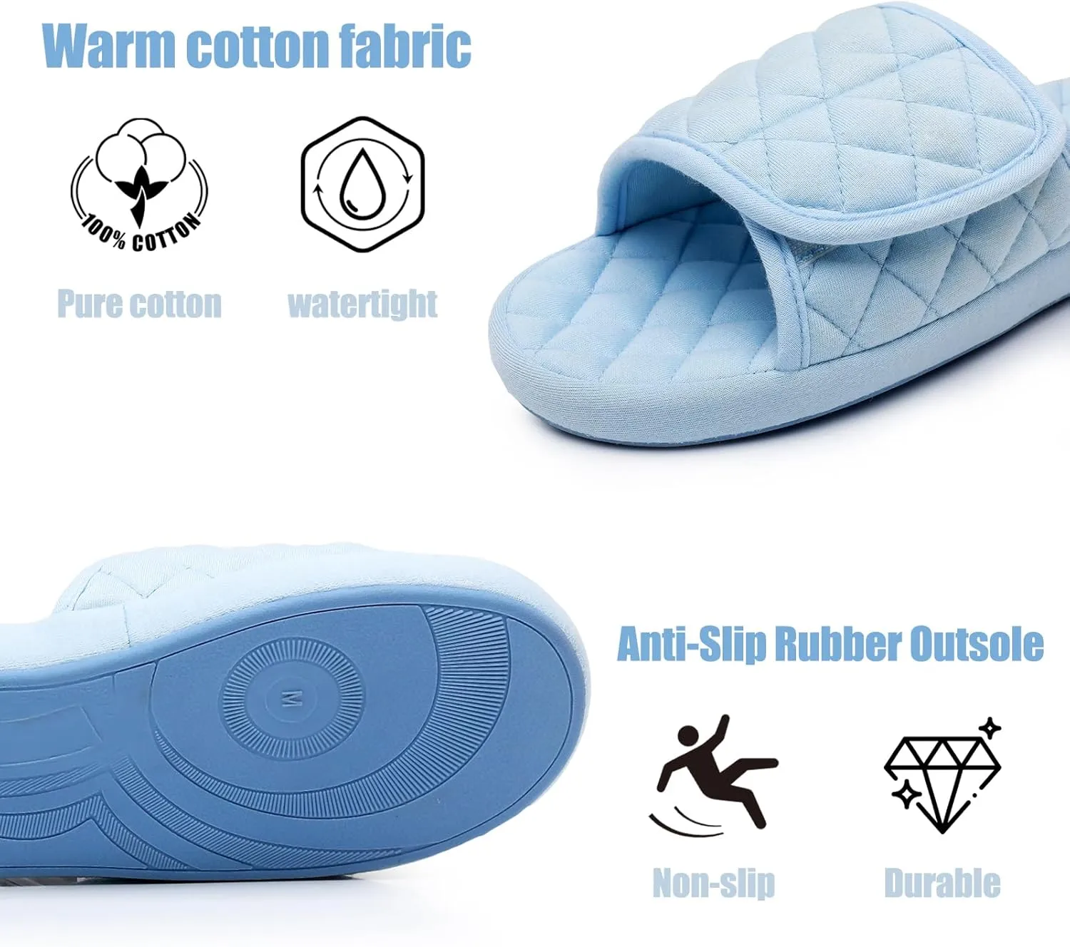 Git-up Womens Orthotic Slippers with Arch Support for Plantar Fasciitis Pain Relief,Open Toe Adjustable Memory Foam Slide House Slippers