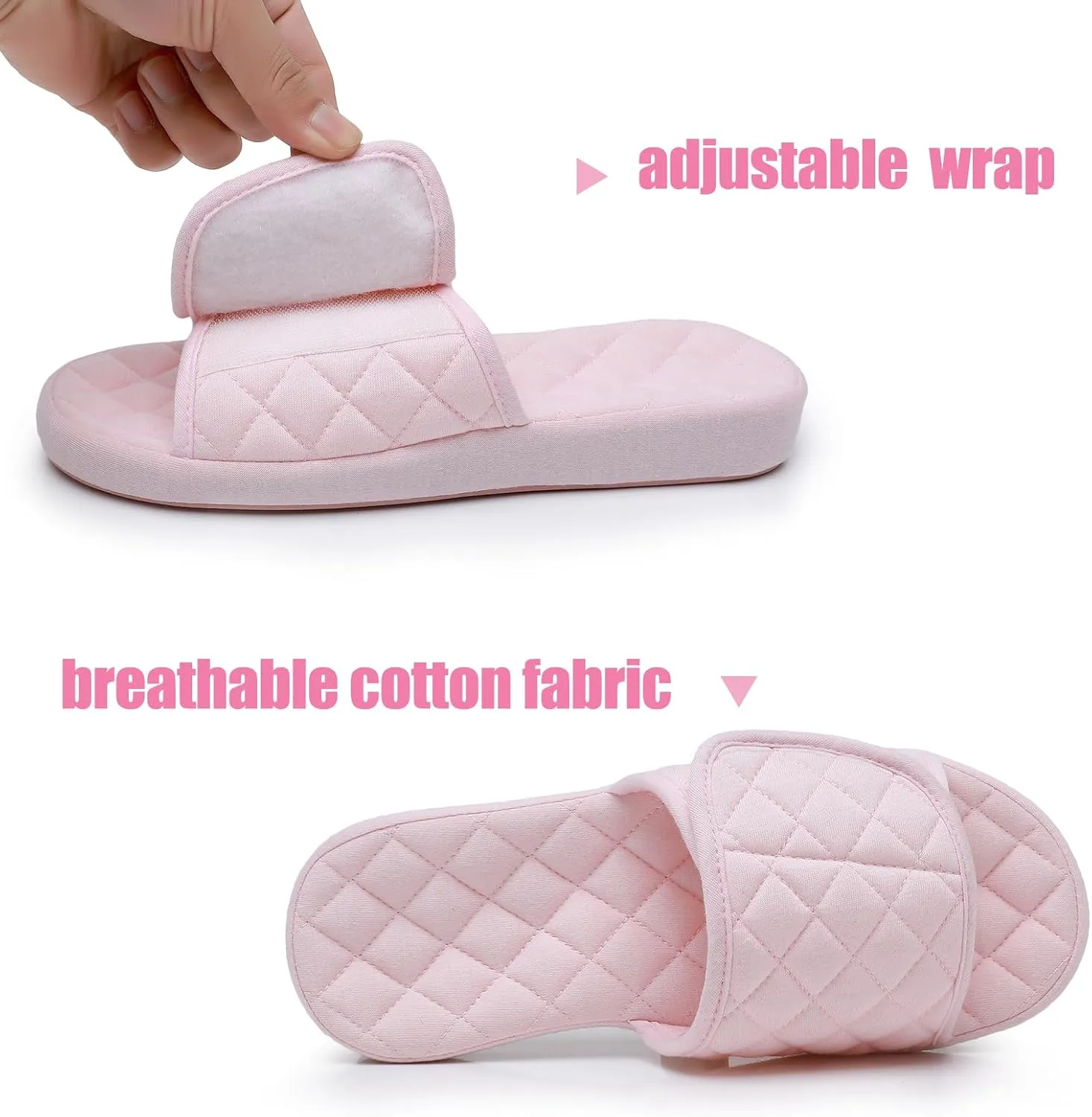 Git-up Womens Orthotic Slippers with Arch Support for Plantar Fasciitis Pain Relief,Open Toe Adjustable Memory Foam Slide House Slippers