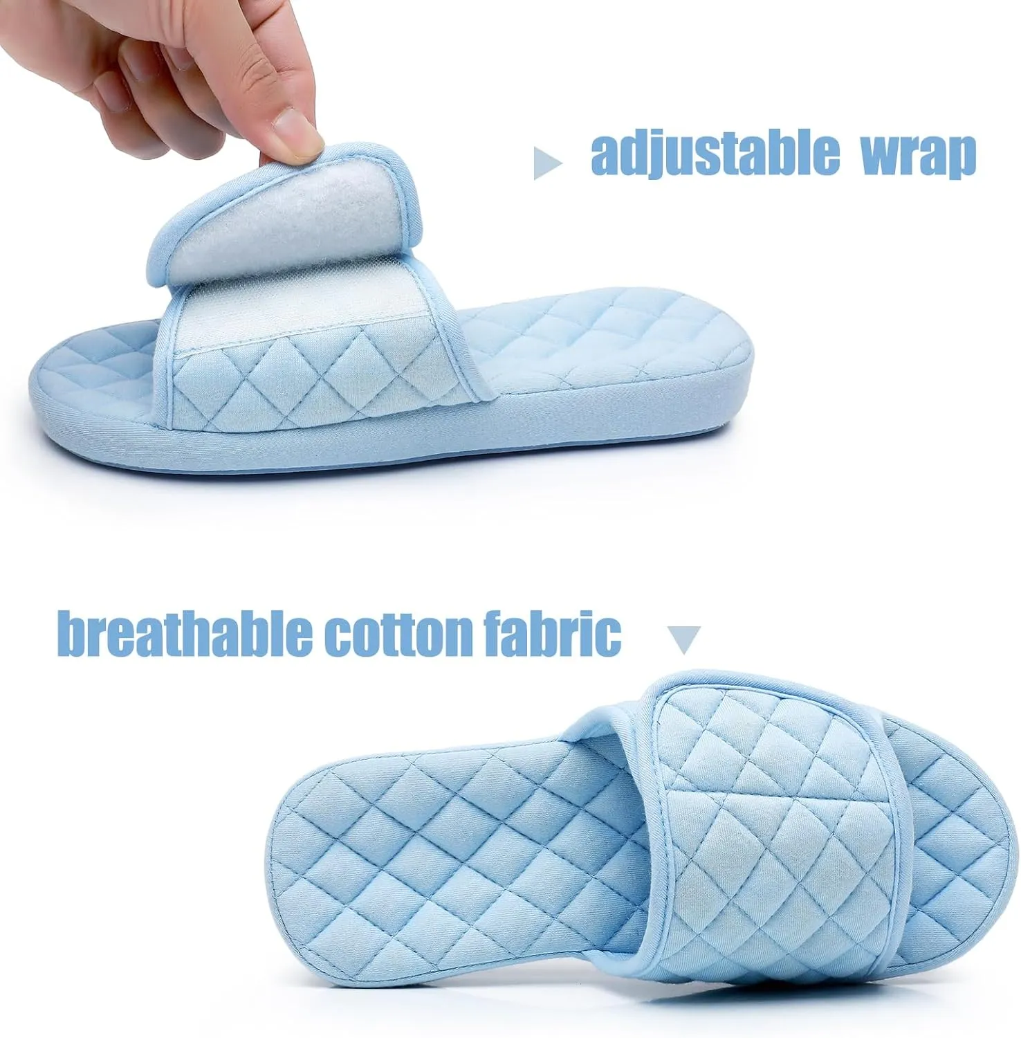 Git-up Womens Orthotic Slippers with Arch Support for Plantar Fasciitis Pain Relief,Open Toe Adjustable Memory Foam Slide House Slippers