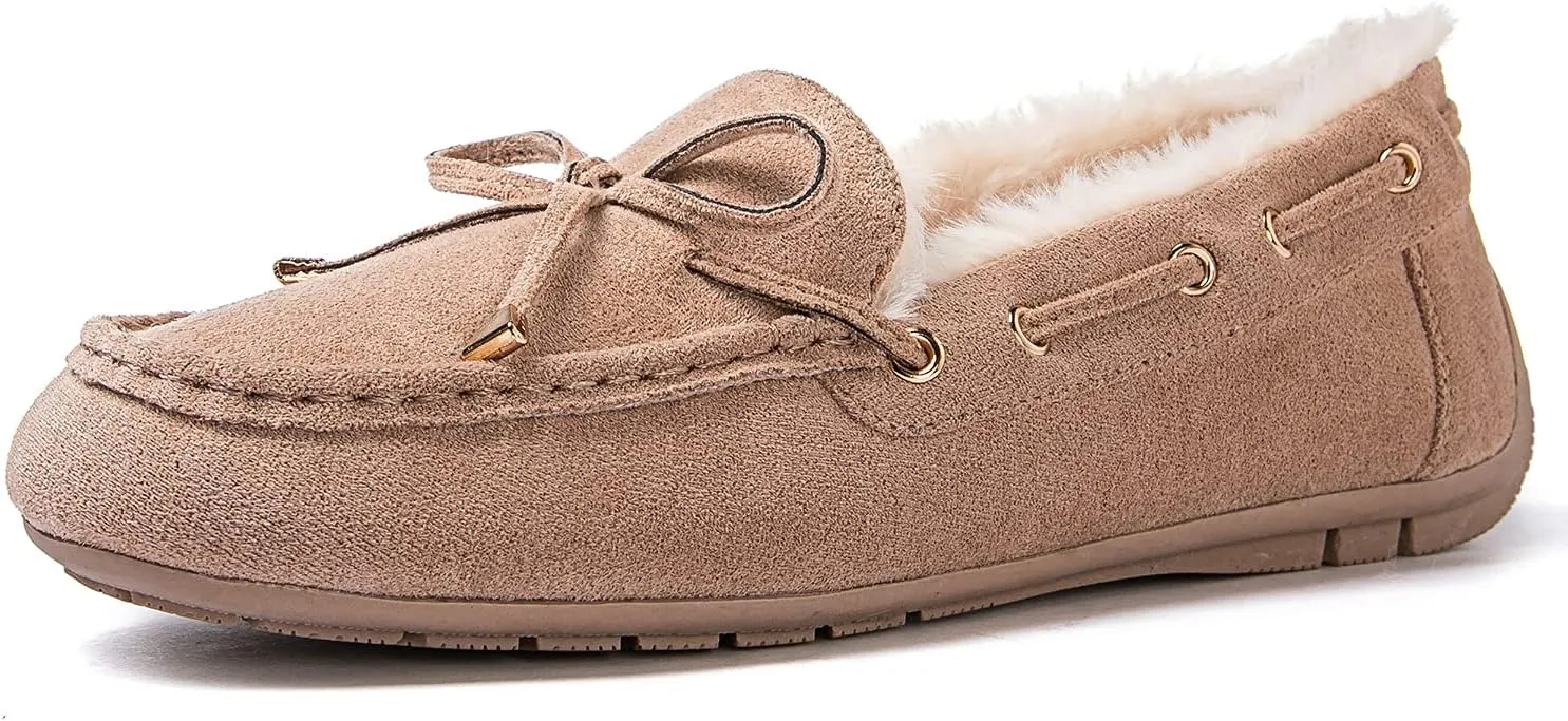 GLOBALWIN Women's Moccasins Shoes Winter Indoor Outdoor Faux Fur Lined Slippers